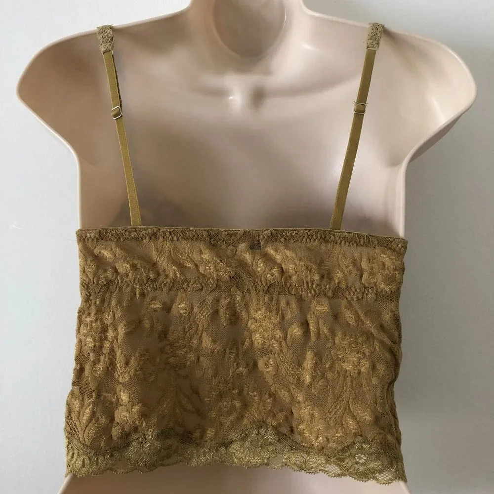 NWOT Moda International Lace Bralette in Gold/Olive Size S - Picture 4 of 7